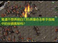 难道不想弄明白1.85英雄合击新手指南中的坐骑奥秘吗？